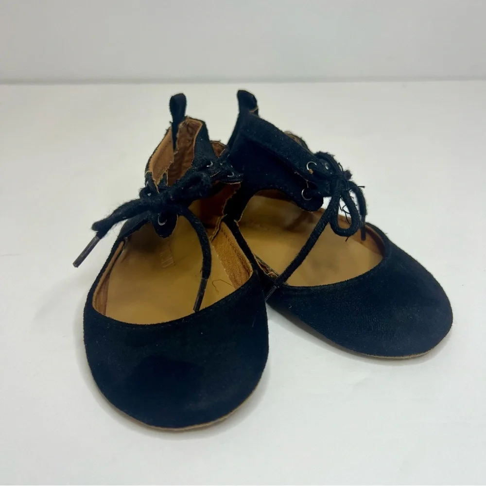 Old Navy Black Suede Lace-Up Shoes Size 18-24 Months Baby Toddler Soft Dressy